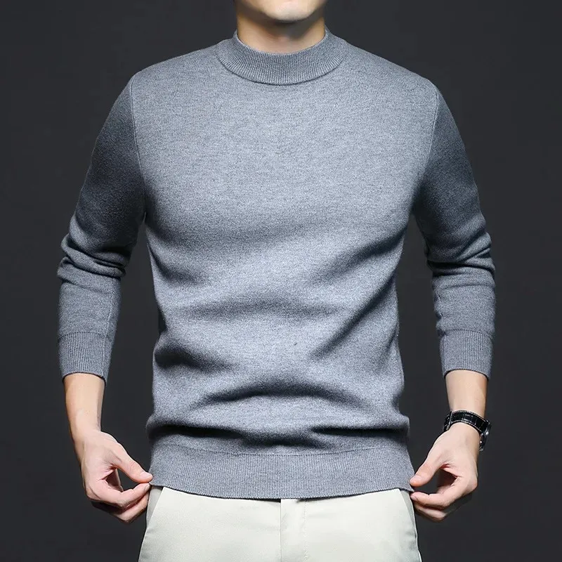 Pull en Laine Uni pour Homme avec Col Mi-Haut - Image 4