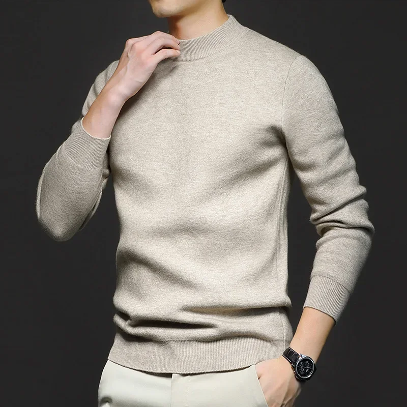 Pull en Laine Uni pour Homme avec Col Mi-Haut - Image 5