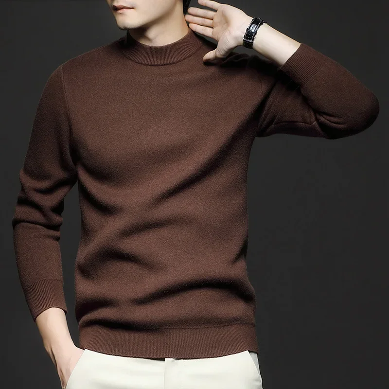 Pull en Laine Uni pour Homme avec Col Mi-Haut - Image 7