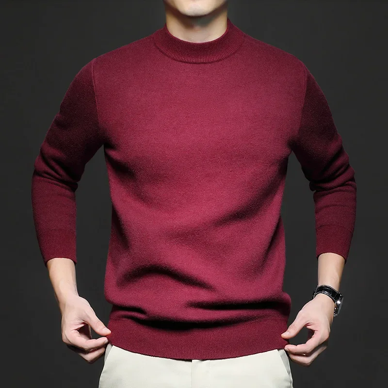 Pull en Laine Uni pour Homme avec Col Mi-Haut - Image 8