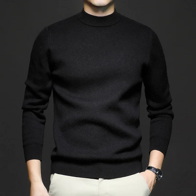 Pull en Laine Uni pour Homme avec Col Mi-Haut - Image 9