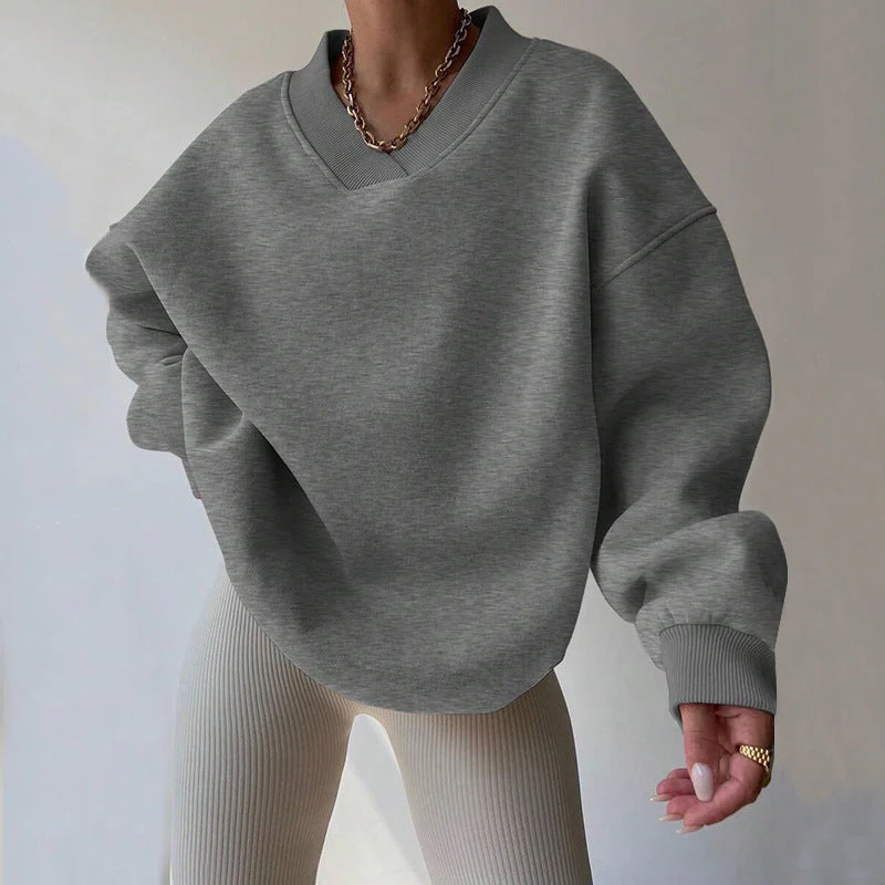 Pull Femme à Col Rond Manches Longues Couleur Unie