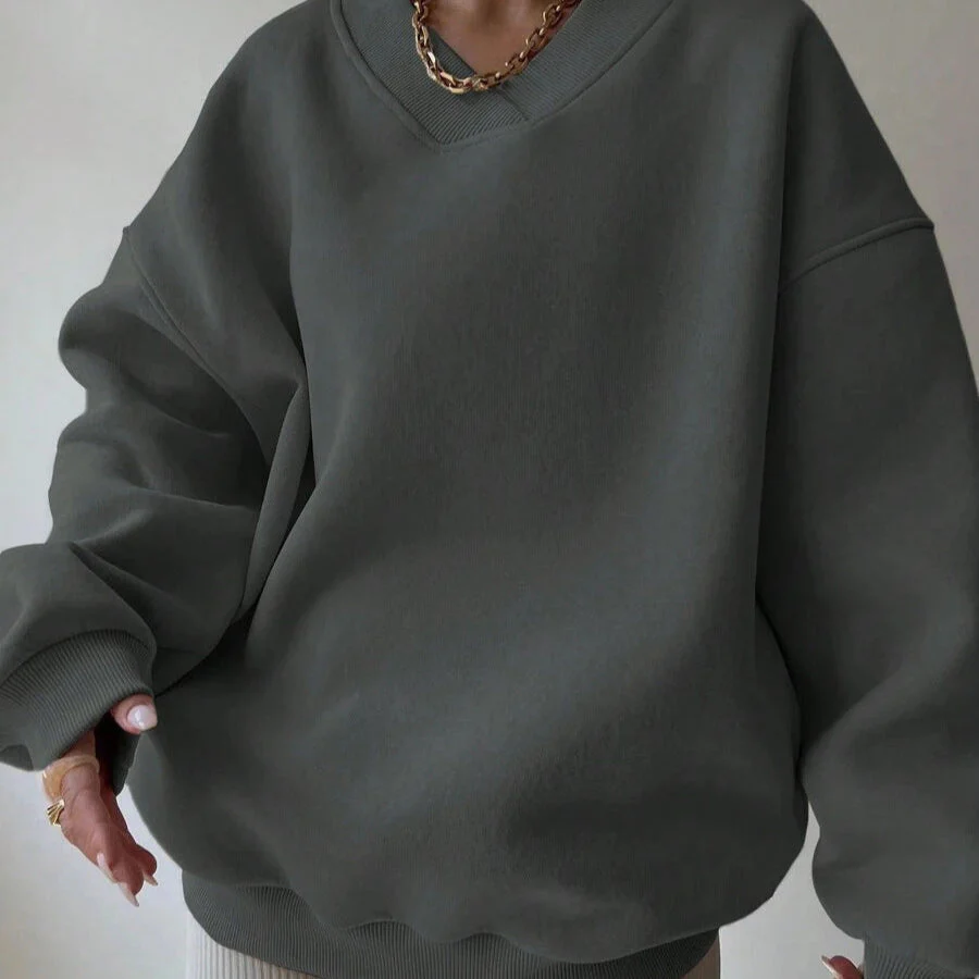 Pull Femme à Col Rond Manches Longues Couleur Unie - Image 10
