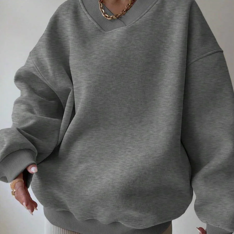 Pull Femme à Col Rond Manches Longues Couleur Unie - Image 11