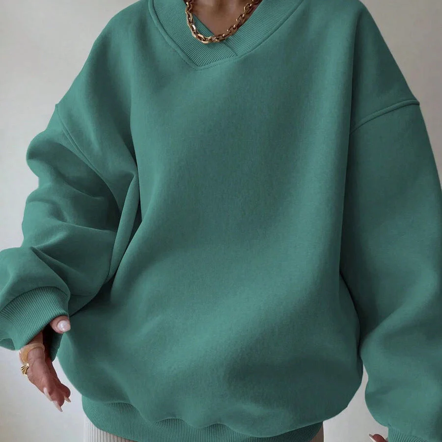 Pull Femme à Col Rond Manches Longues Couleur Unie - Image 12