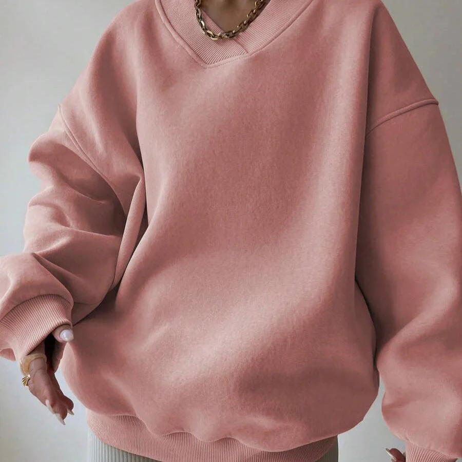Pull Femme à Col Rond Manches Longues Couleur Unie - Image 13