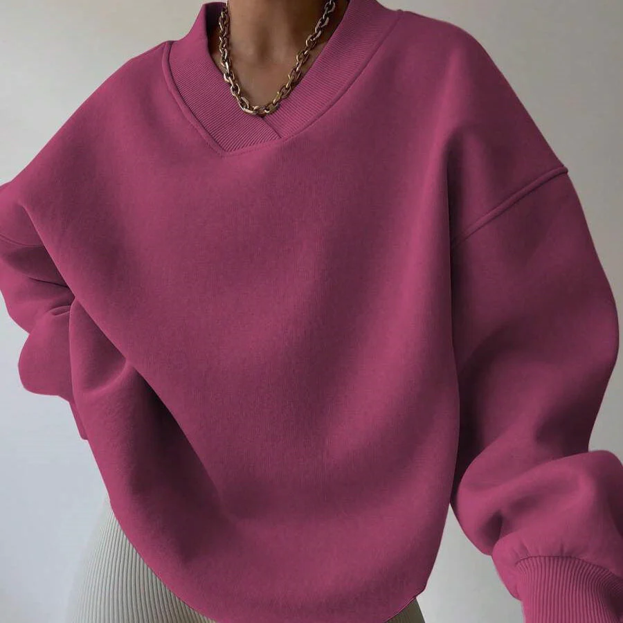 Pull Femme à Col Rond Manches Longues Couleur Unie - Image 14