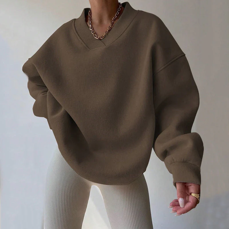 Pull Femme à Col Rond Manches Longues Couleur Unie - Image 3