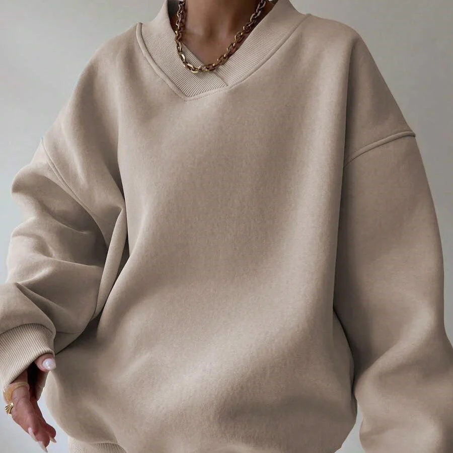 Pull Femme à Col Rond Manches Longues Couleur Unie - Image 5