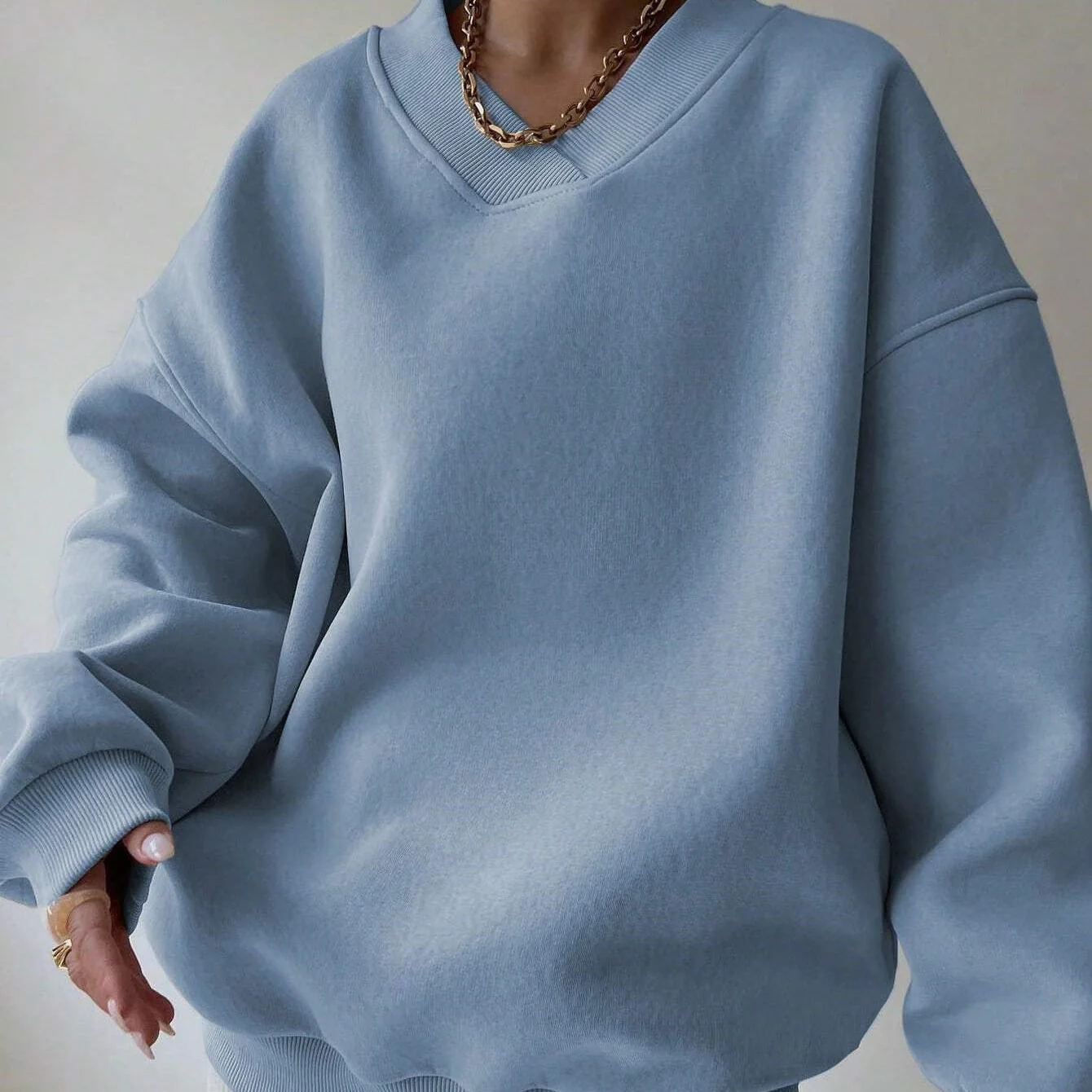 Pull Femme à Col Rond Manches Longues Couleur Unie - Image 7
