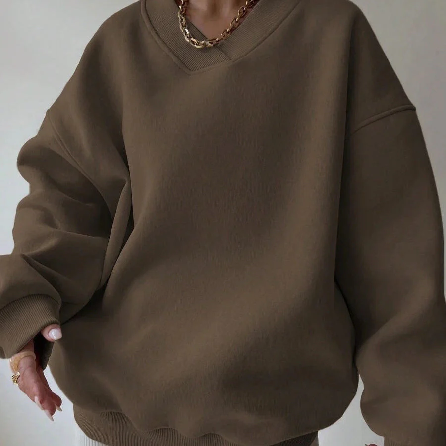 Pull Femme à Col Rond Manches Longues Couleur Unie - Image 8