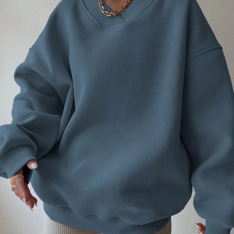 Pull Femme à Col Rond Manches Longues Couleur Unie - Image 9