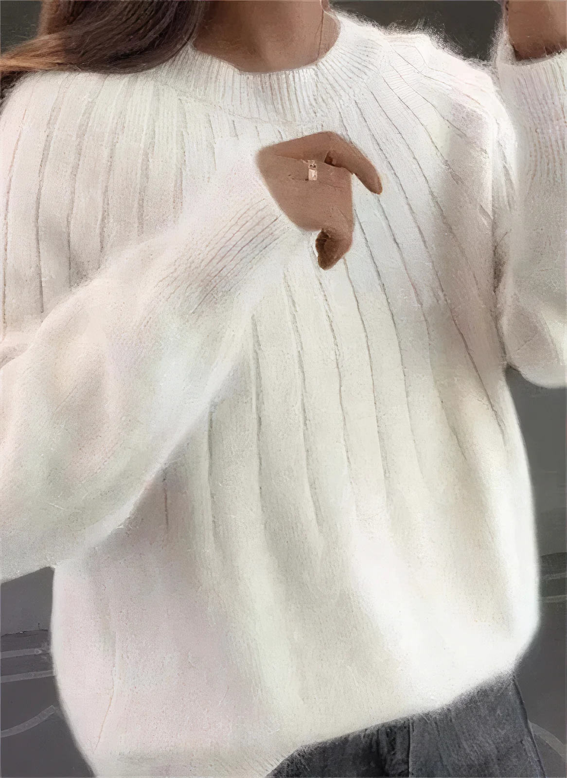 Pull Femme Col Rond en Tricot Douillet – Élégance Confortable Hivernale - Image 2