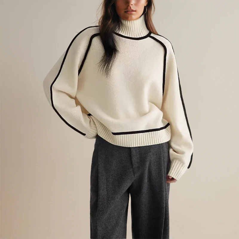 Pull Femme Col Roulé Oversize Raffiné Maille Douce