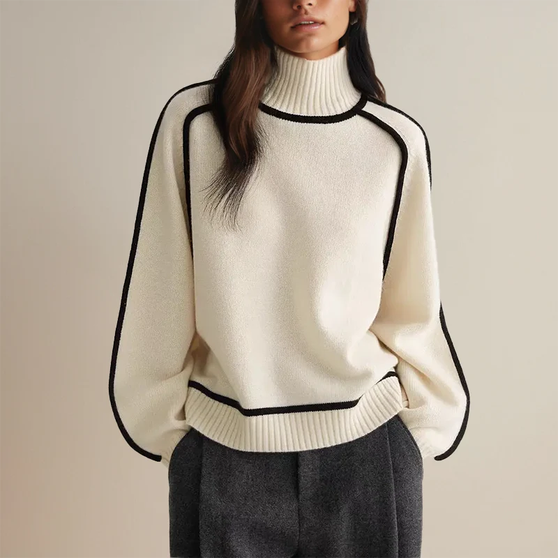 Pull Femme Col Roulé Oversize Raffiné Maille Douce - Image 3