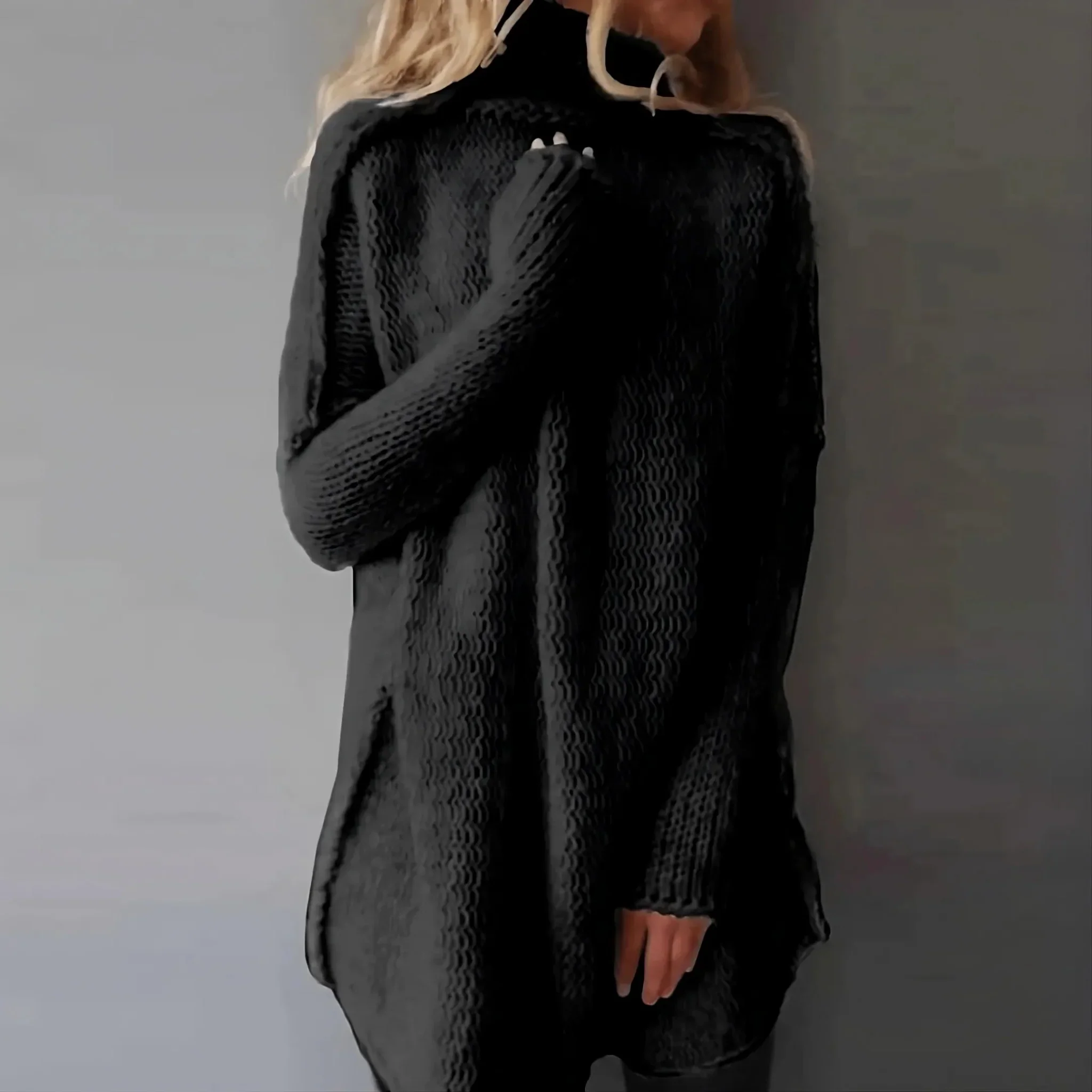 Pull Femme Col Roulé Tricoté À La Main – Pull En Maille Confortable Et Élégant - Image 2