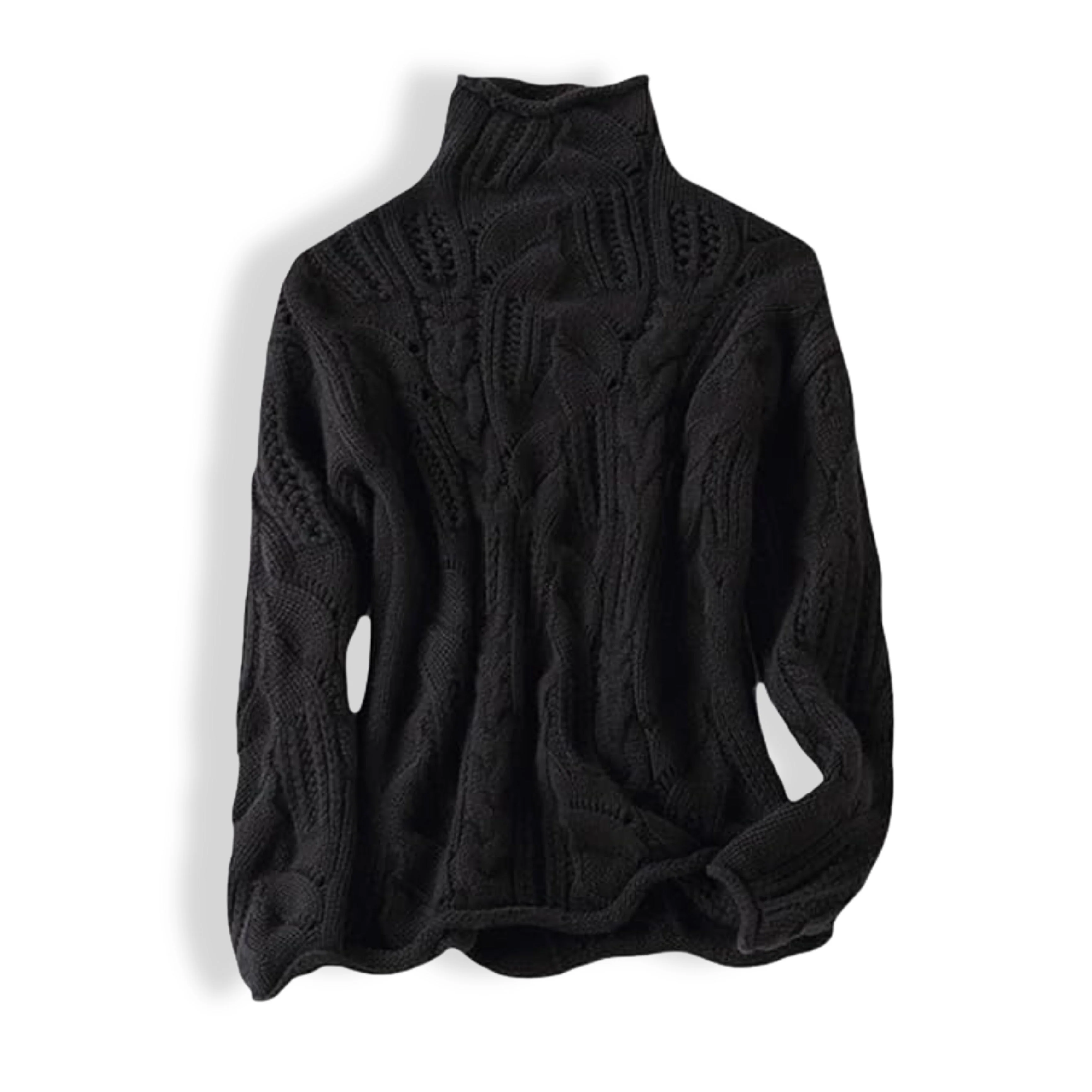 Pull Femme en Maille Torsadée à Col Montant – Pull à Manches Longues - Image 7