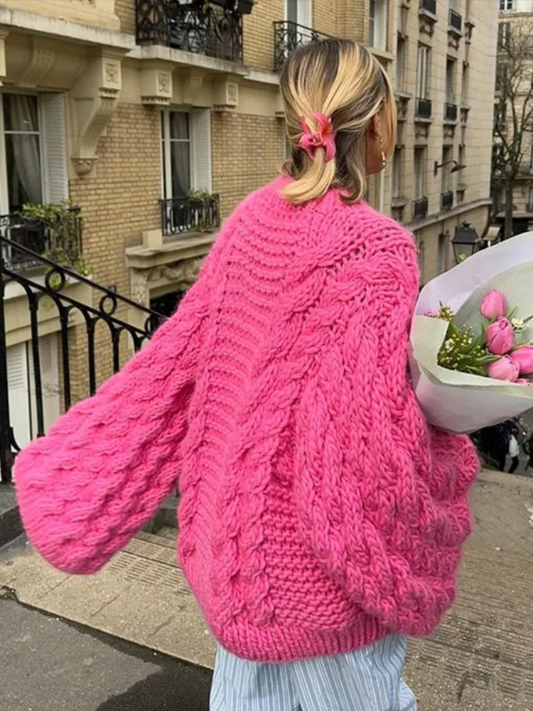 Pull Femme Maxi Oversize - Motif Câble avec Manches Bouffantes - Image 2