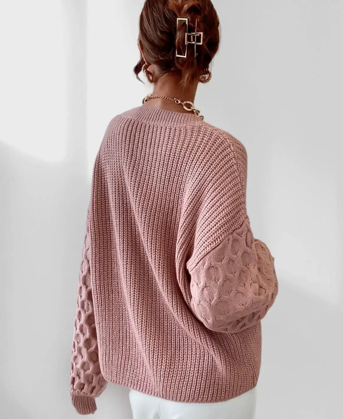 Pull Hiver Douillet à Manches Ballon pour Femme – Tricot Chaud - Image 10