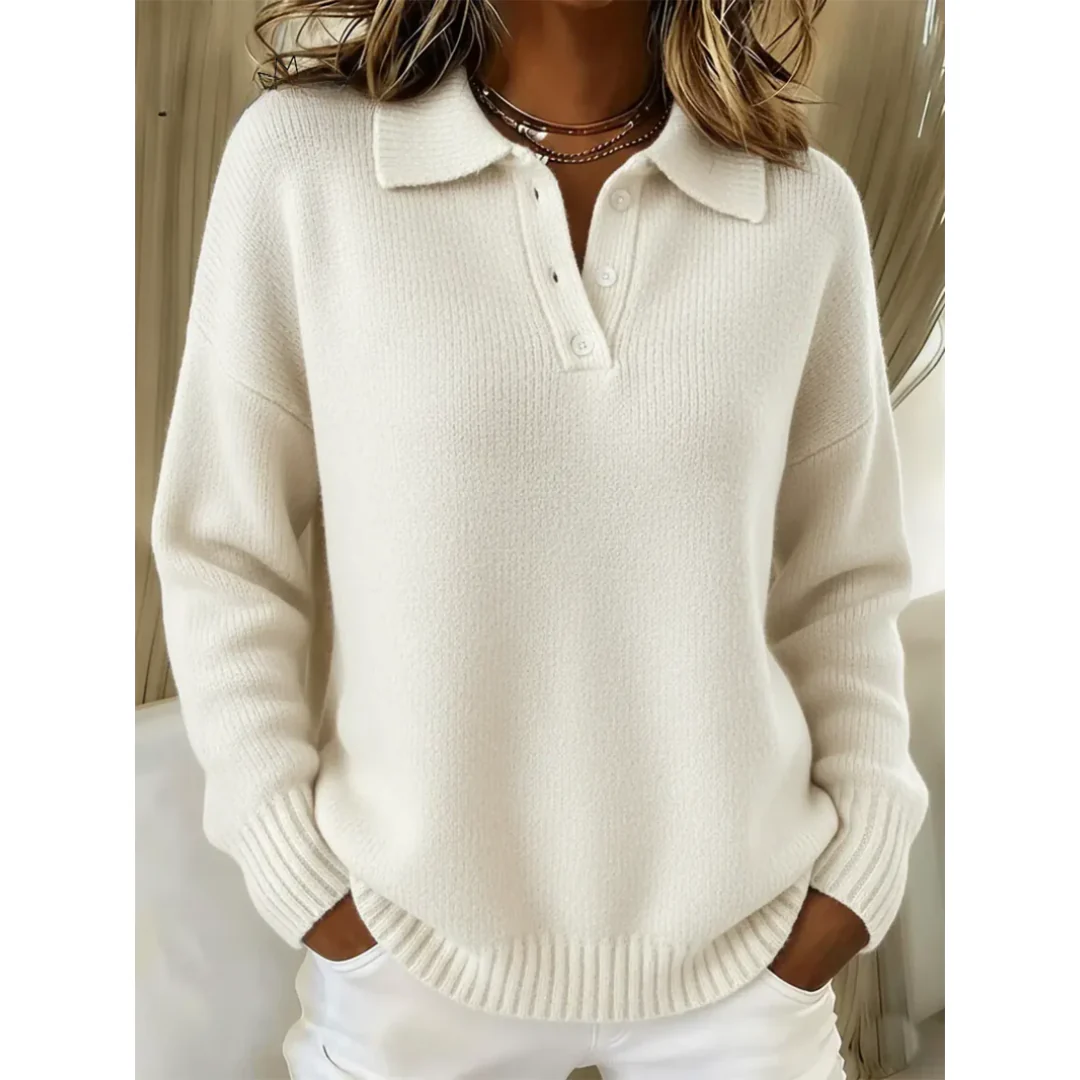 Pull Maille Femme Coupe Ample – Polo Col Classique Manches Longues - Image 6