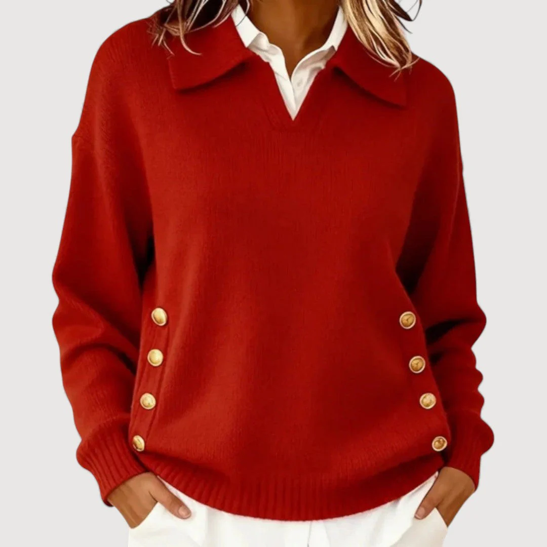 Pull Maille Femme Manches Longues – Col et Boutonné Élégant Classique - Image 5