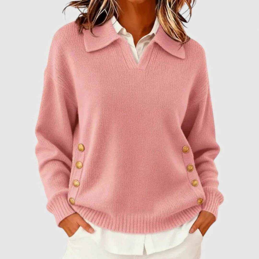 Pull Maille Femme Manches Longues – Col et Boutonné Élégant Classique - Image 7
