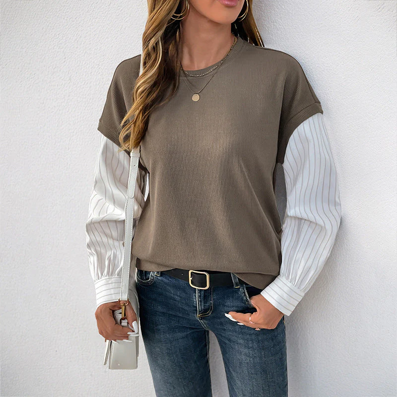Pull Mock Two-Pièces pour Femme avec Col Rond et Manches Longues | Parfait pour l’Automne