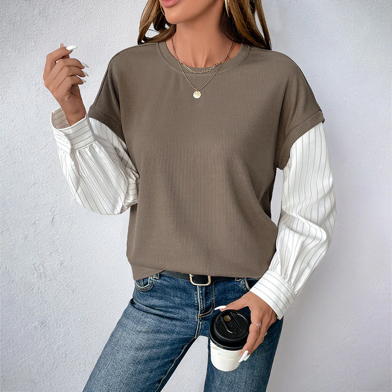 Pull Mock Two-Pièces pour Femme avec Col Rond et Manches Longues | Parfait pour l’Automne - Image 2