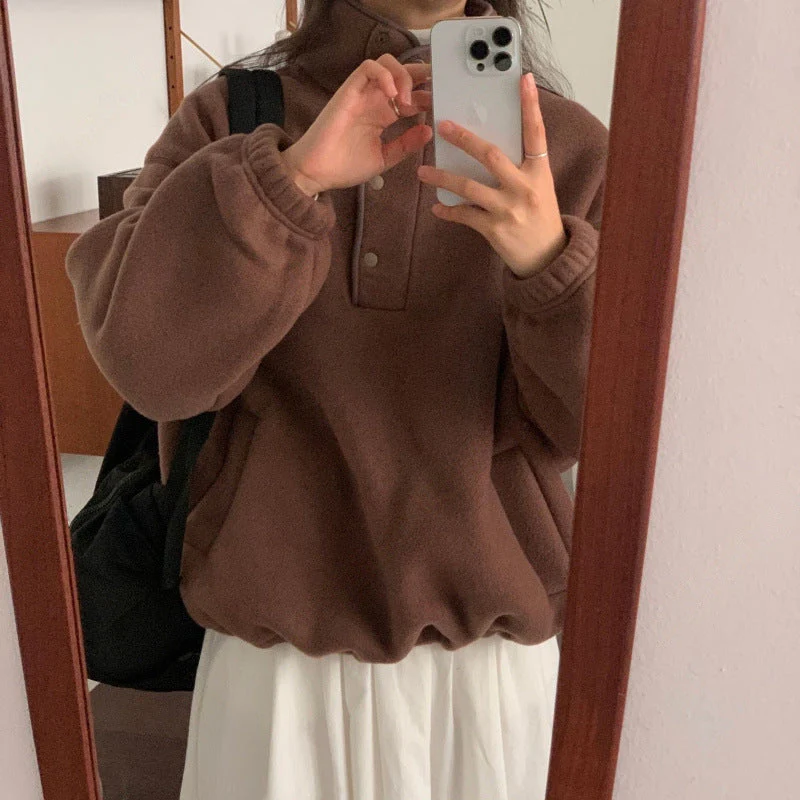Pull Polaire Doux à Col Montant pour Femme – Sweat d’Hiver Épais et Confortable - Image 2