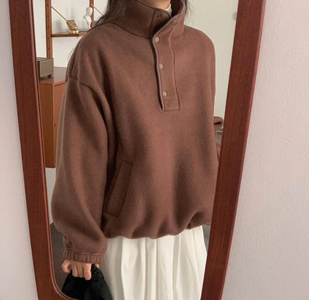 Pull Polaire Doux à Col Montant pour Femme – Sweat d’Hiver Épais et Confortable - Image 3