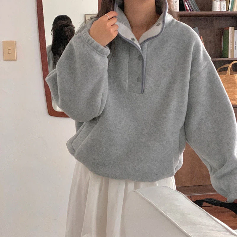 Pull Polaire Doux à Col Montant pour Femme – Sweat d’Hiver Épais et Confortable - Image 4