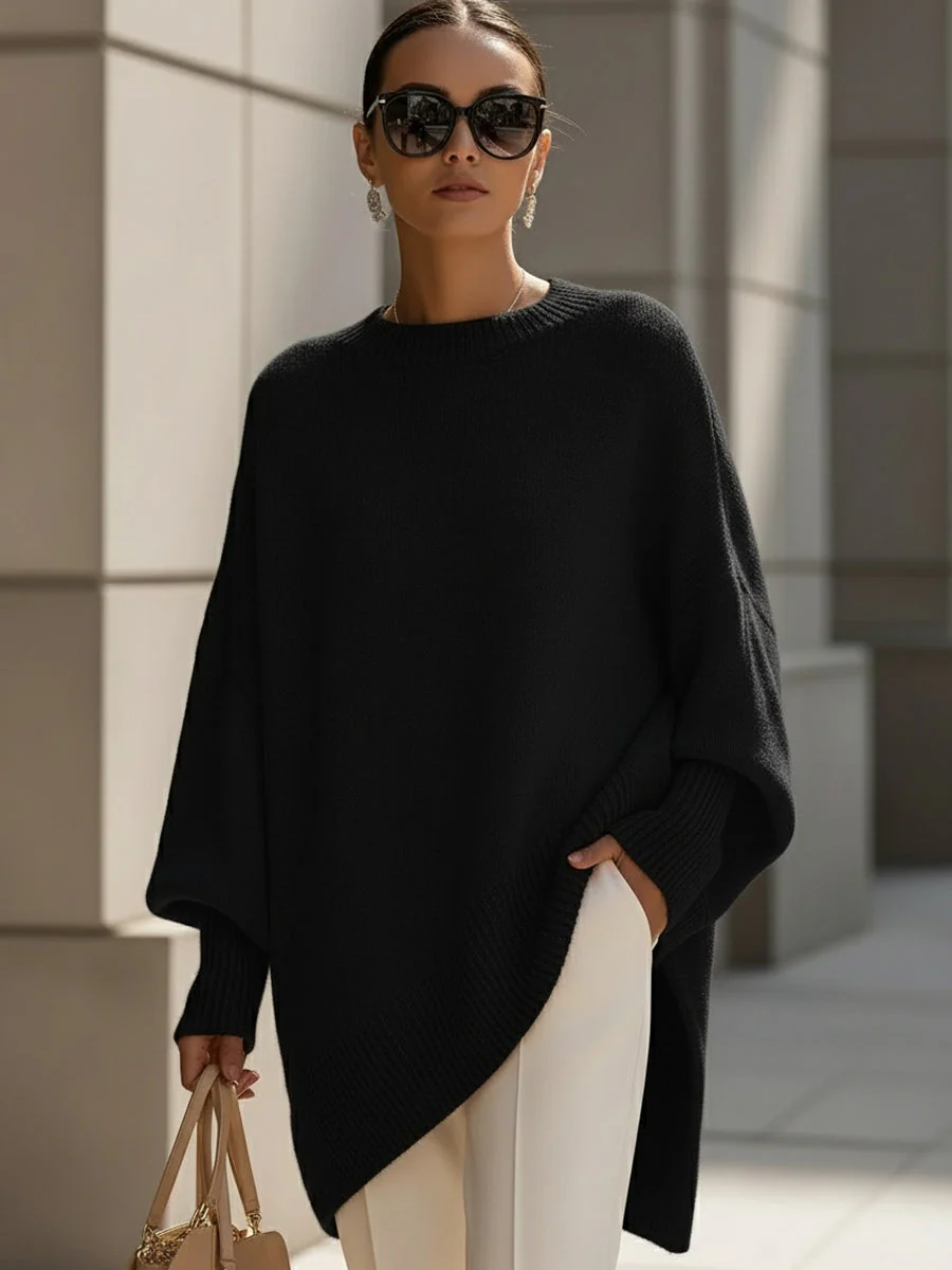 Pull Poncho Tricot Élégant et Stylé pour Femmes – Pull Long Surdimensionné et Doux - Image 12