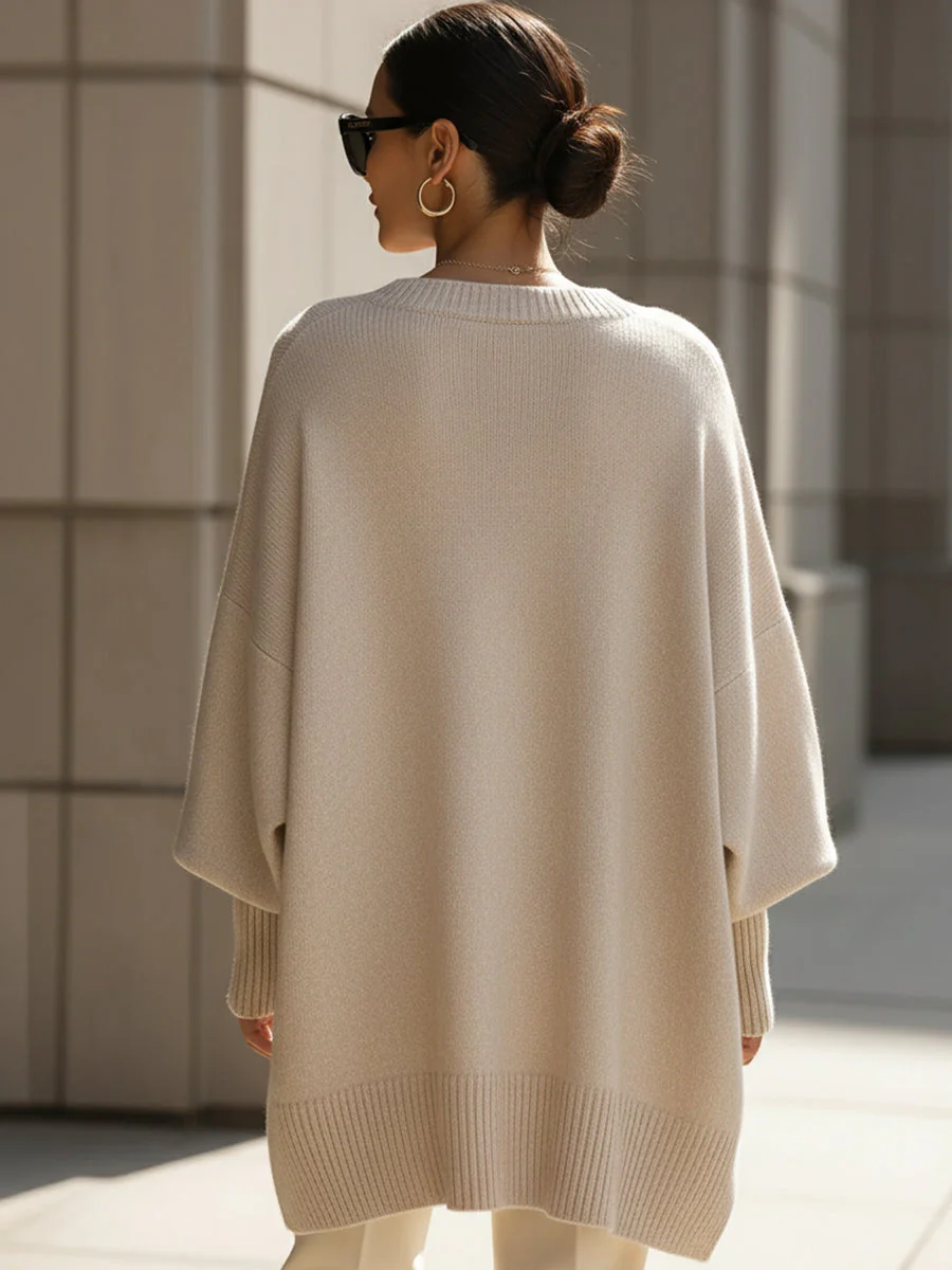 Pull Poncho Tricot Élégant et Stylé pour Femmes – Pull Long Surdimensionné et Doux - Image 2