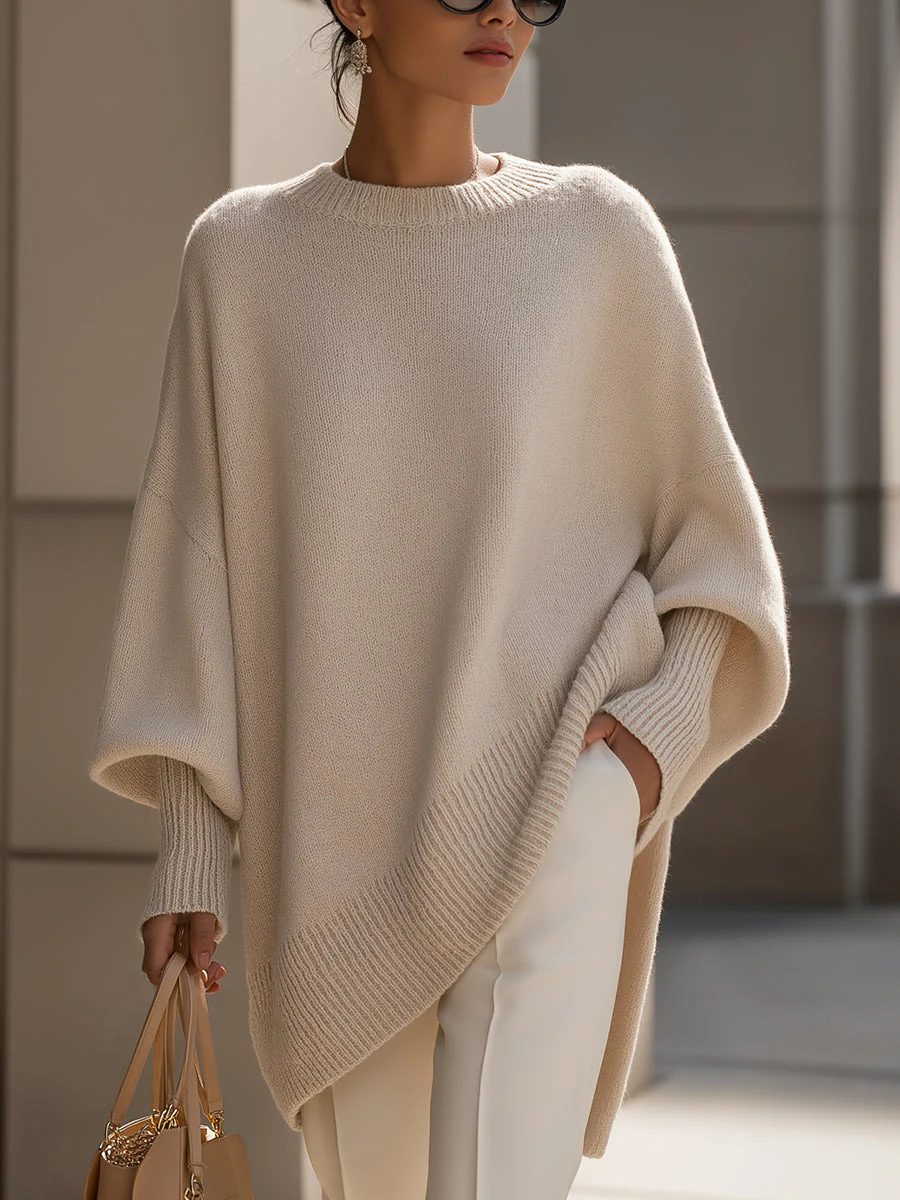 Pull Poncho Tricot Élégant et Stylé pour Femmes – Pull Long Surdimensionné et Doux - Image 3