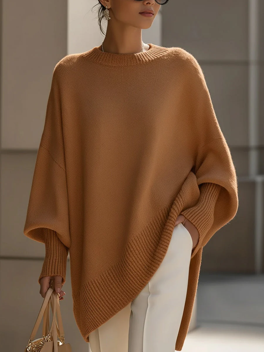 Pull Poncho Tricot Élégant et Stylé pour Femmes – Pull Long Surdimensionné et Doux - Image 6