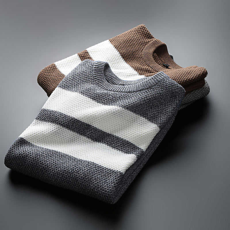 Pull ras du cou à rayures pour homme – Tricot confortable et élégant - Image 4