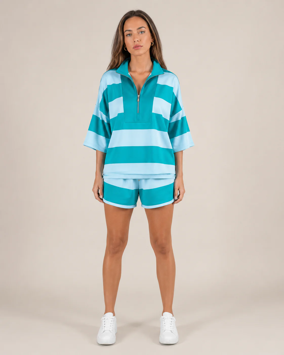 Pull raye femme a quart de zip - Doux et decontracte