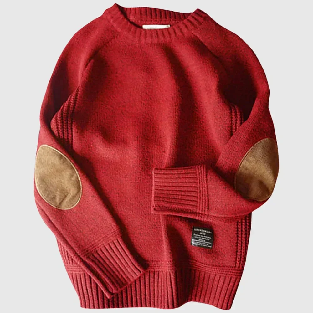 Pull Tricoté Premium pour Homme – Pull Marron à Coudières - Image 2