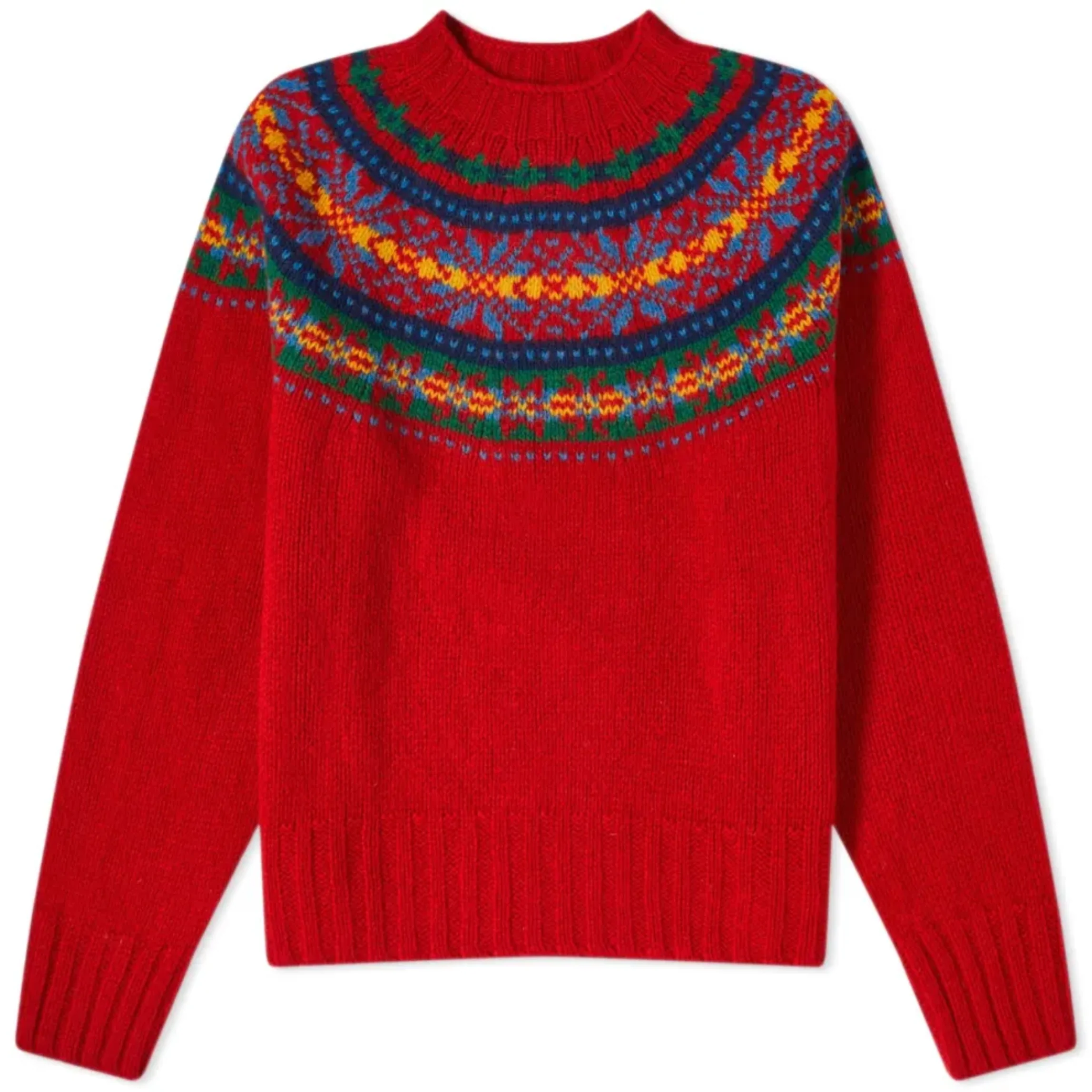 Pull vintage Fair Isle rouge pour femme – Maille épaisse confortable - Image 4