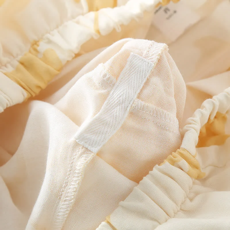 Pyjama Décontracté Élégant Femme à Feuilles de Ginkgo – Ensemble 2 Pièces Léger et Doux en Coton avec Noeud Décoratif et Coupe Ample - Image 10