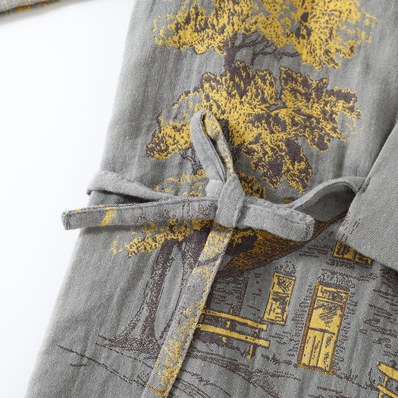 Pyjama Kimono Paysage Neutre Confort Élégant Homme – Ensemble 2 Pièces Léger et Respirant avec Motif Imprimé - Image 4