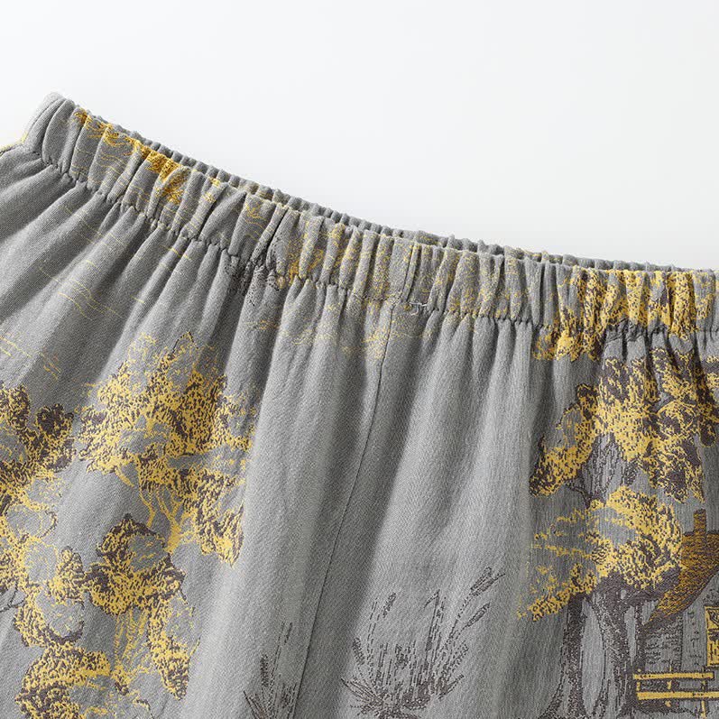 Pyjama Kimono Paysage Neutre Confort Élégant Homme – Ensemble 2 Pièces Léger et Respirant avec Motif Imprimé - Image 6