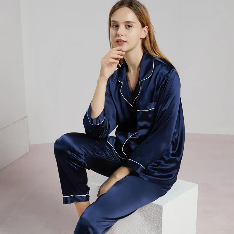 Pyjama satin femme manches longues – Ensemble confortable et élégant pour la nuit - Image 6