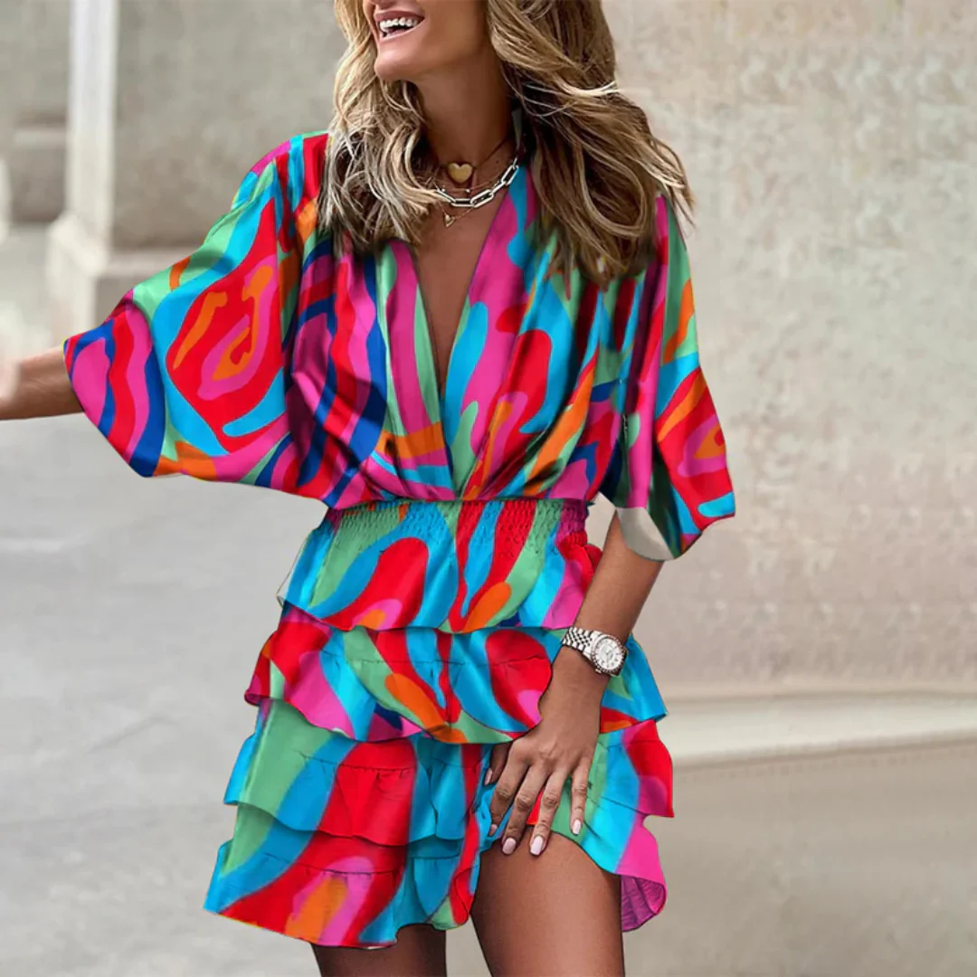 Robe bohème légère femme – Coupe fluide à manches amples et motifs colorés - Image 6