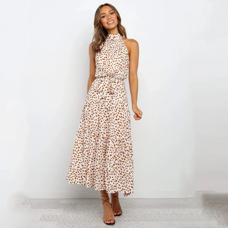 Robe bohème longue sans manches à col montant – Parfaite pour vos escapades d'été - Image 2