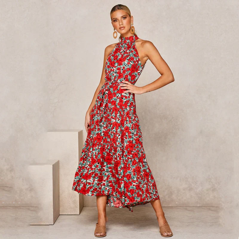 Robe bohème longue sans manches à col montant – Parfaite pour vos escapades d'été - Image 4
