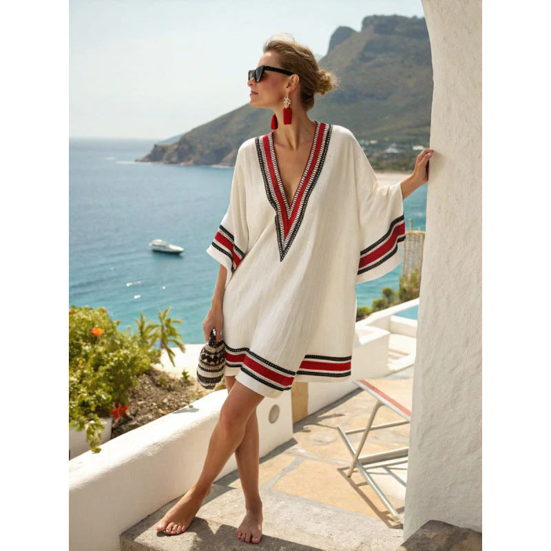 Robe Caftan Bohème Brodée Femme - Robe d'Été Élégante et Fluide - Image 5