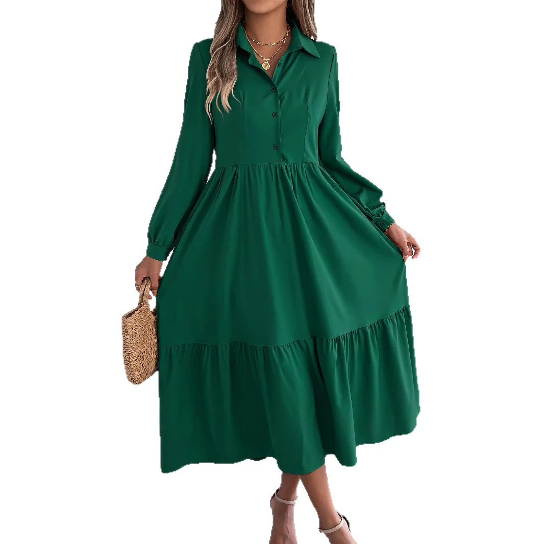 Robe Chemise à Volants Femme – Coupe Relaxed, Manches Longues Midi Élégante - Image 5