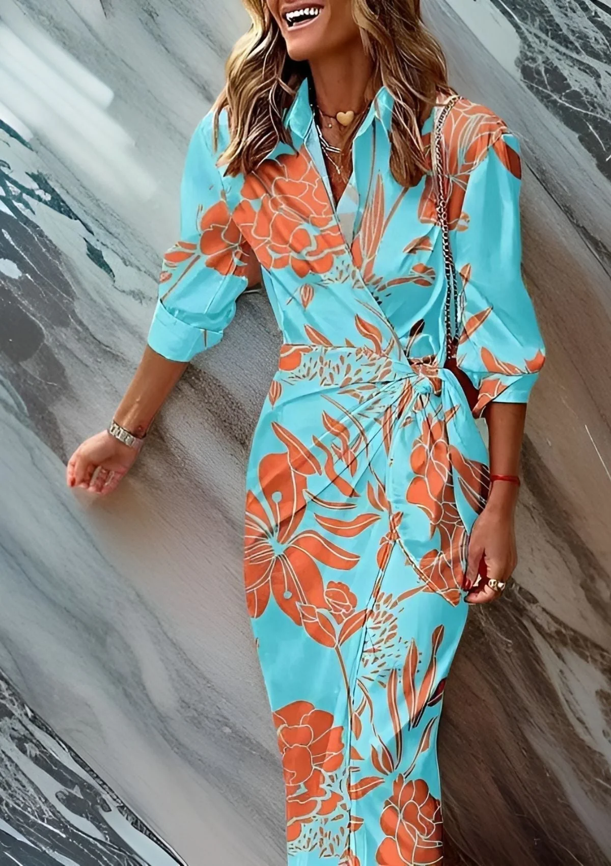 Robe chemise cintrée imprimée pour femme - Image 11