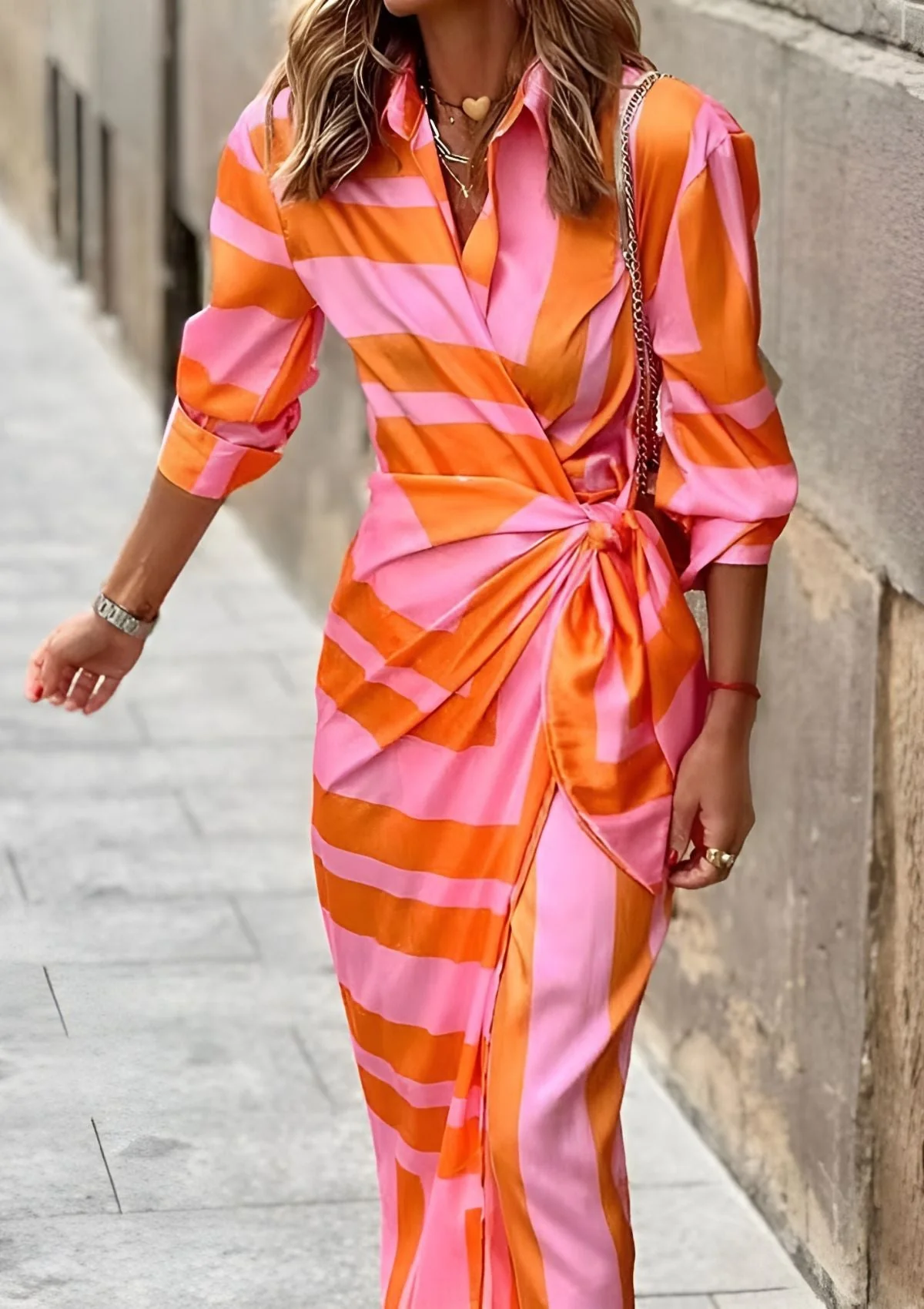 Robe chemise cintrée imprimée pour femme - Image 3
